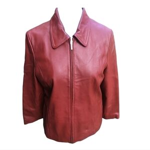 LANE Bryant Red 100% Pure Leather Jacket Size 26/28